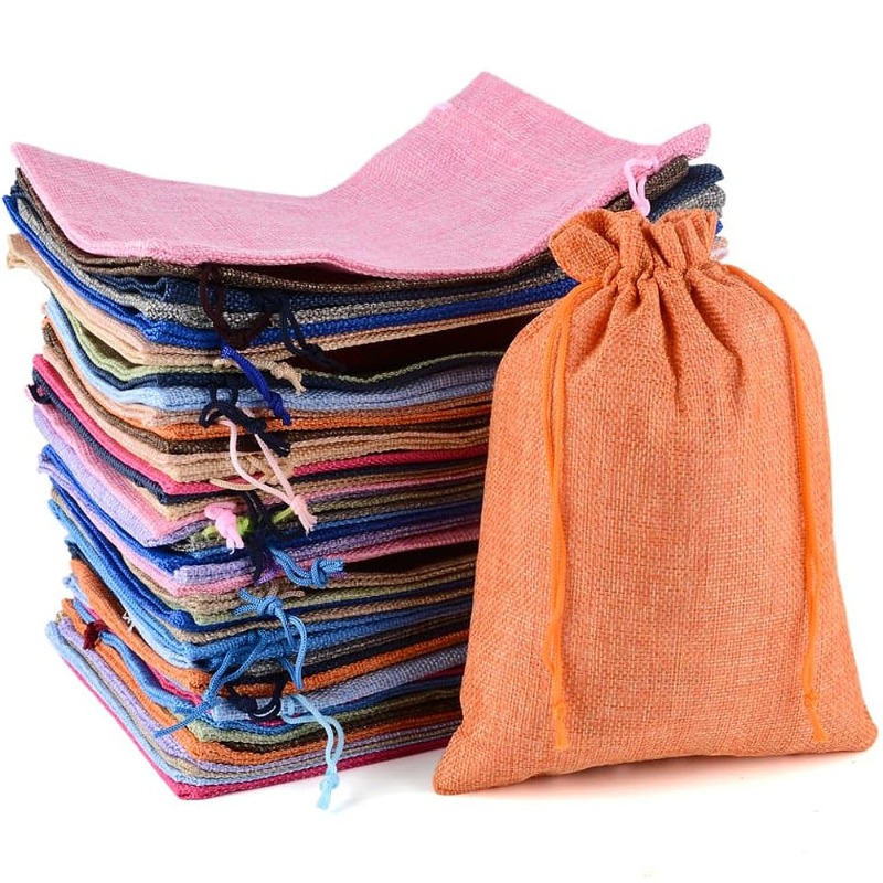 Jute Bag Packaging - 50pcs Sacos de Juta com Cordão