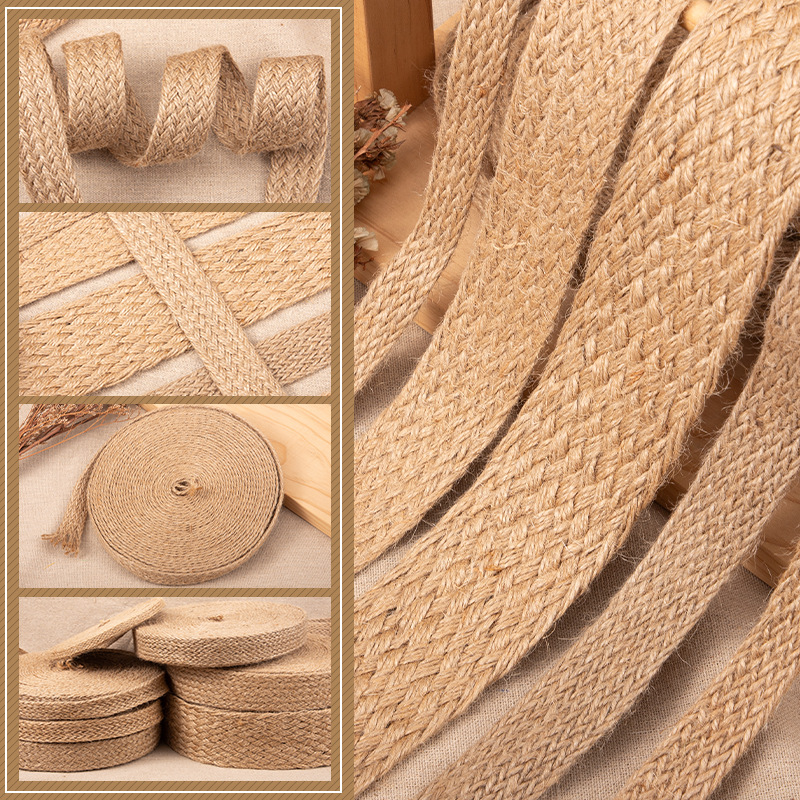 Jute Bag Packaging - 10m/rolo plana trançado cabos de juta