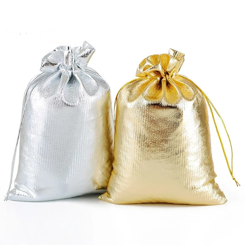 Jute Bag Packaging - 50 pçs/lote 7x9cm 9x12cm cor dourada