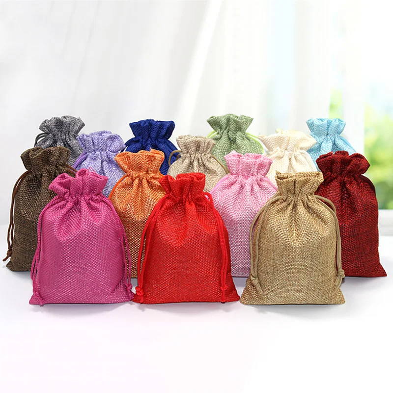 50pcs Sacos de Juta com Cordão - Jute Bag Packaging avaliação e preço