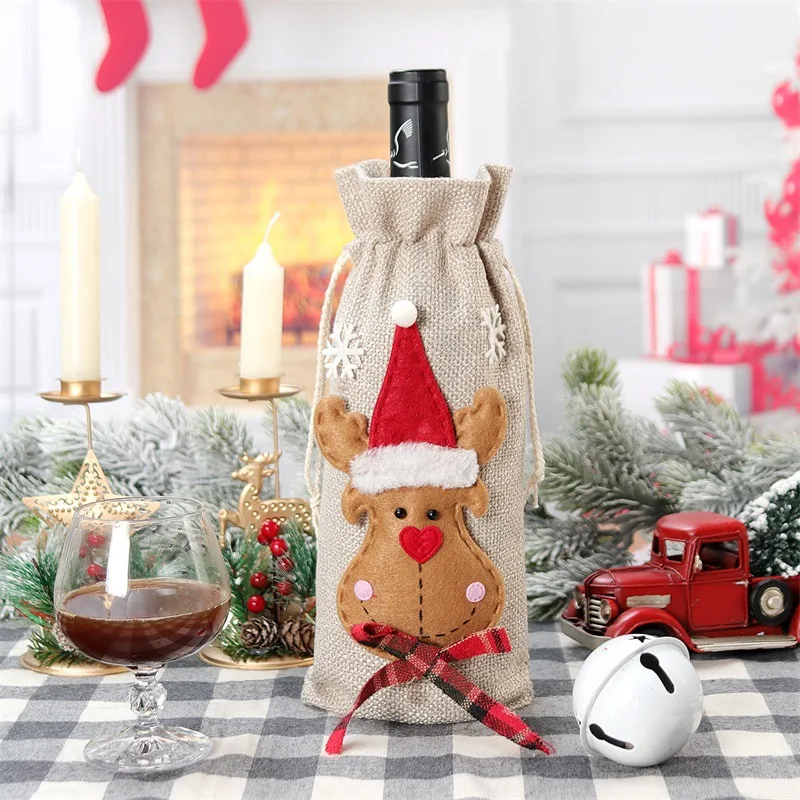 Garrafa De Vinho De Natal Tamp - Jute Bag Packaging avaliação e preço